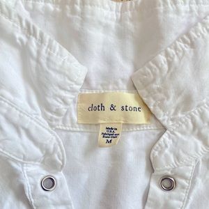 Cloth & Stone White Henley Shirt Sleeve
